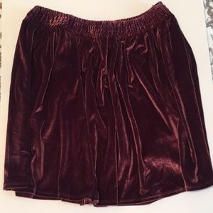 Ecote Smock Waisted Pull On Burgundy Velvet Skirt